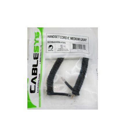 GCHA444006-FDG/ 6' Med Gray Handset Cord (ICC-ICHC406FDG) by Cablesys - Product Image
