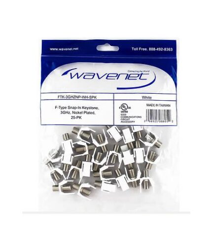 F-TYPE INSERTS NICKEL 25 PACK WHITE (WAV-FTK-3GHZNP-WH-SPK) by Wavenet - Product Image