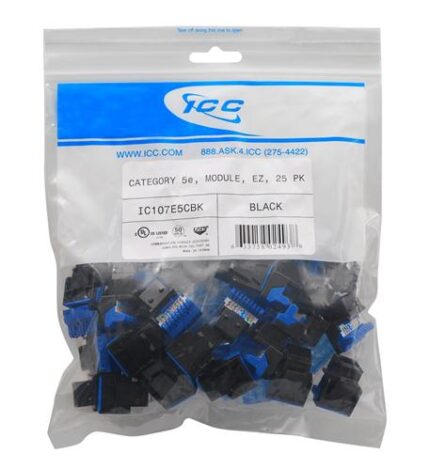 MODULE, CAT 5e, EZ, 25 PK, BLACK (ICC-IC107E5CBK) by ICC - Product Image