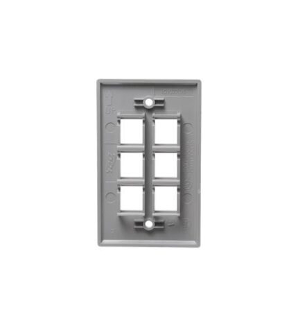 FACEPLATE, FLAT, 1-GANG, 6-PORT, GRAY (ICC-IC107F06GY) by ICC - Product Image