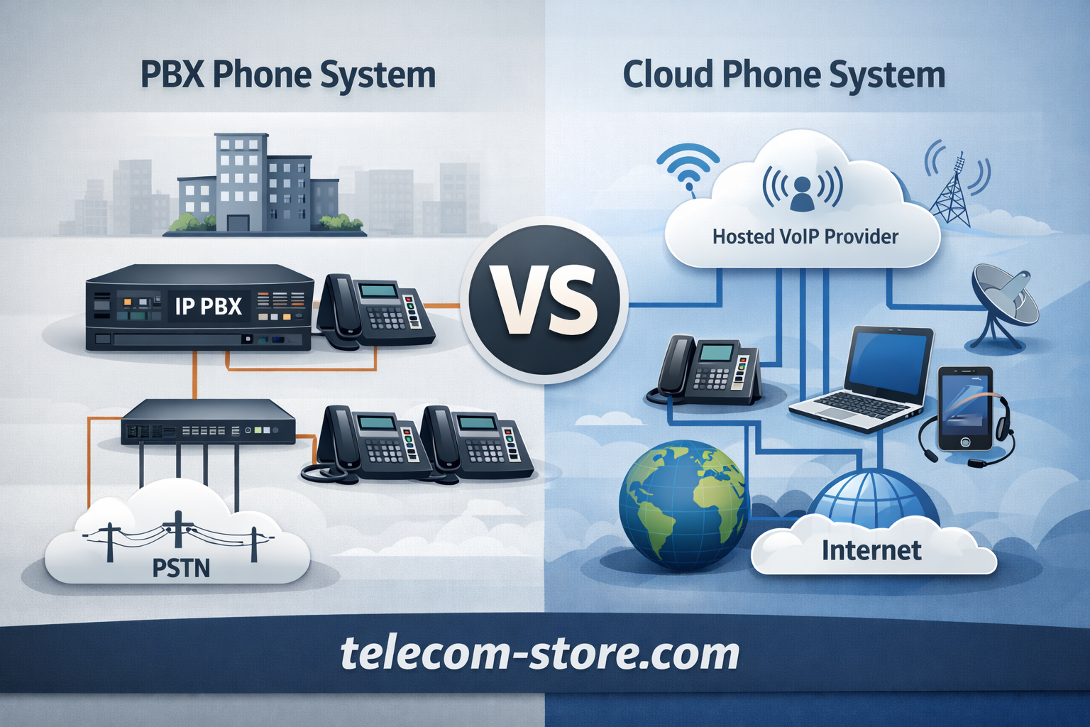 PBX phone system network diagram for business communication