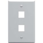 ICC Gray 1-Gang 2-Port Flat Faceplate for ICC Jacks