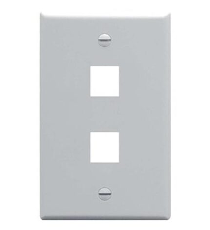 ICC Gray 1-Gang 2-Port Flat Faceplate for ICC Jacks