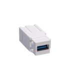 White USB Type A Female to Female Keystone Jack Module - Image 2