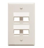 FACEPLATE, ANGLED, 1-GANG, 4-PORT, WHITE