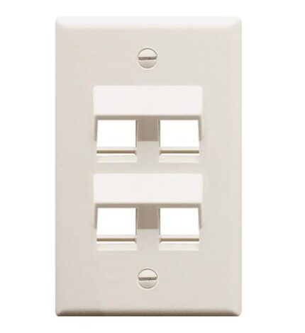 FACEPLATE, ANGLED, 1-GANG, 4-PORT, WHITE