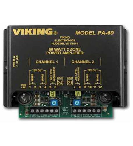 60W Compact Two Zone Amplifier Viking VK-PA-60 60W Two Zone Paging Amplifier - Image 1