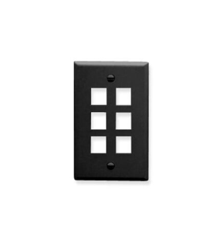 ICC IC107F06BK 1-Gang 6-Port Faceplate for Voice and Data