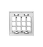 ICC 12-Port 2-Gang Flat Faceplate White - Easy Snap-In - Image 2