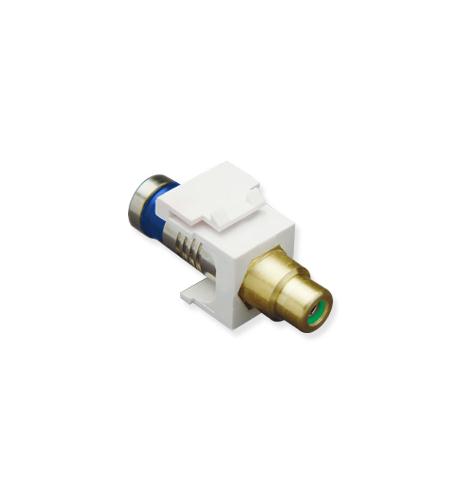 MODULE, CRIMP, RCA, RG6Q, GN INS, WHITE ICC IC107RQGWH White RG6Q RCA Compression Crimp Connector - Image 1