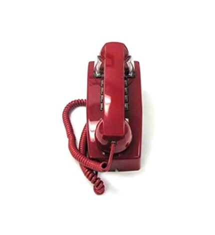 Cortelco Wall Phone - Red Tone Dial, Single-Gong Ringer