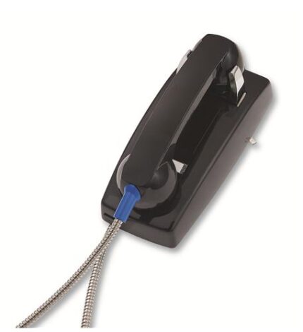 Cortelco Wall Phone No Dial w/ Metal Cradle & Armored Cord