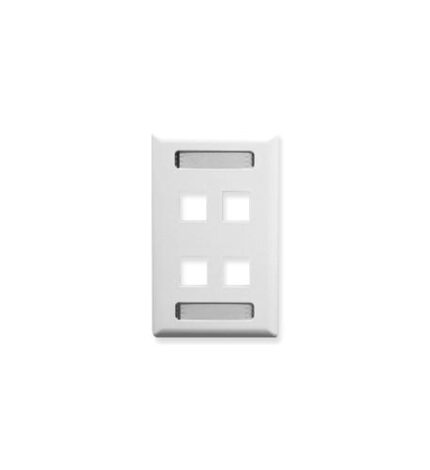 ICC White 1-Gang 4-Port ID Faceplate Keystone Wall Plate
