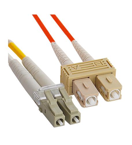 JUMPER, LC-SC, DUPLEX, MM, 50/125µm, 3M ICC ICFOJ2M703 3 Meter LC to SC Multimode Duplex Fiber Cable - Image 1