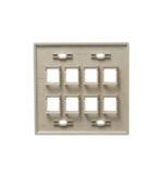 FACEPLATE, FLAT, 2-GANG, 8-PORT, IVORY - Image 2