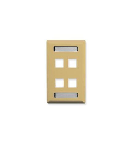 ICC IC107S04IV 4-Port Keystone Wall Plate Ivory Single Gang
