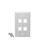 ICC White 1-Gang 4-Port Faceplate Wall Plate 25-Pack - Image 2