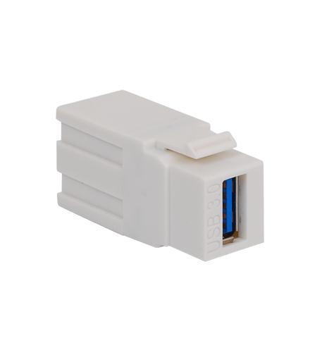 MODULE, USB,TYPE A, FEMALE TO FEMALE, WH White USB Type A Female to Female Keystone Jack Module - Image 1