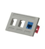 ICC IC107FM3GY Gray 3-Port Keystone Faceplate for Workstations - Image 3