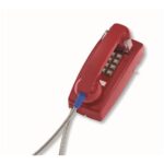 Cortelco Wall Phone w/ Armored Cord Red, ADA Compliant