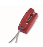 Cortelco Wall Phone w/ Armored Cord Red, ADA Compliant
