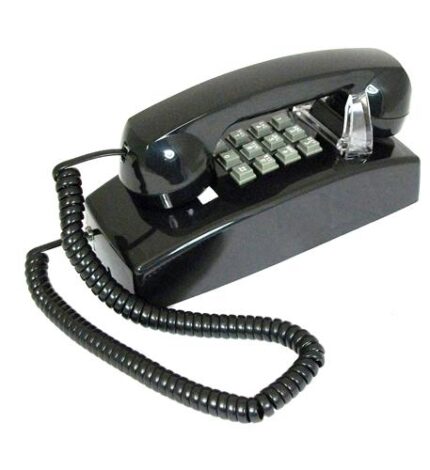 Cortelco VBA-20MD Black Wall Phone with Tone Dial