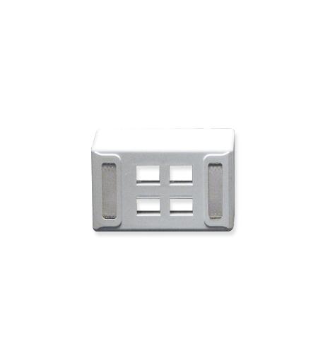 FACEPLATE, FURNITURE, UNIV, 4-PORT WHITE ICC White 4-Port Universal Keystone Furniture Faceplate - Image 1
