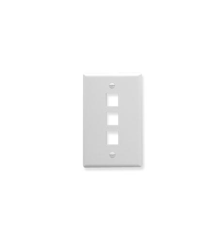 FACEPLATE, OVERSIZED, 3-PORT, WHITE ICC Oversized 3-Port White Faceplate Single Gang - Image 1