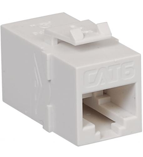 CAT 6 Modular Coupler, White ICC White Cat6 Modular Coupler In-Line Keystone Connector - Image 1