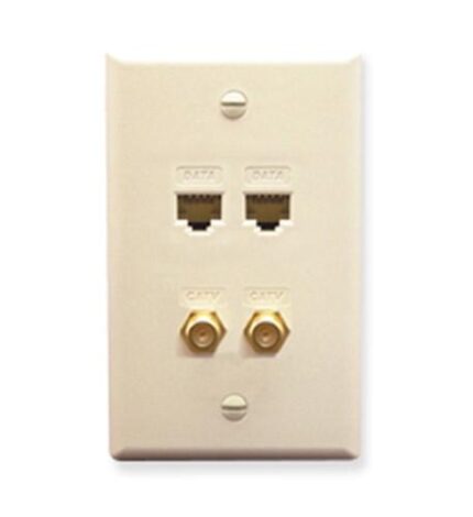 ICC ICRDS2F5AL Almond 2 RJ45 CAT5e 2 F-Type Faceplate