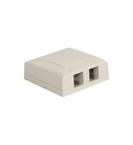 SURFACE MOUNT BOX, ELITE, 2-PORT, WHITE ICC Elite 2-Port White Surface Mount Box for Data & Voice - Image 1