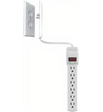 Sleek Socket 6-Outlet Surge Protector - Slim Wall Design