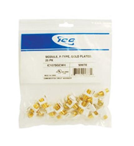 ICC IC107BGCWH Gold-Plated F-Type Keystone Jack for AV