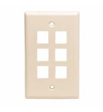 ICC IC107F06AL Almond 6-Port 1-Gang Keystone Faceplate
