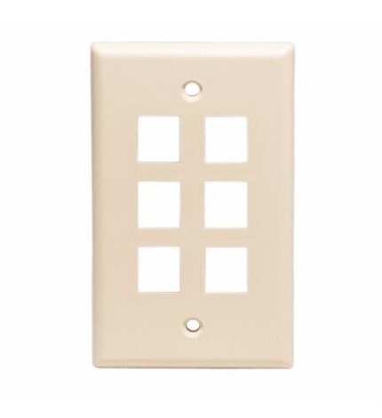 ICC IC107F06AL Almond 6-Port 1-Gang Keystone Faceplate