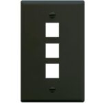 ICC 1-Gang Flat Faceplate 3-Port Black - Single Gang