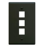ICC 1-Gang Flat Faceplate 3-Port Black - Single Gang
