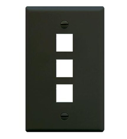 ICC 1-Gang Flat Faceplate 3-Port Black - Single Gang