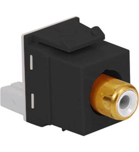 MODULE, RCA IDC, WHITE INSERT, BLACK ICC Gold-Plated RCA IDC Audio Video Jack for Keystone Panels - Image 1