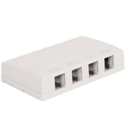 ICC Elite 4-Port White Surface Mount Box for Voice & Data