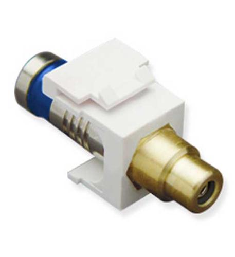 MODULE, CRIMP, RCA, RG6Q, BK INS, WHITE ICC IC107RQKWH Quad Shield RCA Crimp Module for RG6 Cable - Image 1
