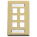 ICC 1-Gang 6-Port Ivory Keystone Faceplate Wall Plate