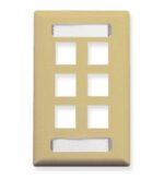 ICC 1-Gang 6-Port Ivory Keystone Faceplate Wall Plate