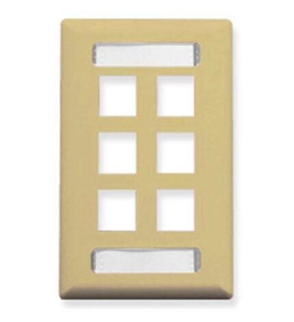 ICC 1-Gang 6-Port Ivory Keystone Faceplate Wall Plate