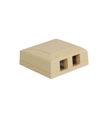 SURFACE MOUNT BOX, ELITE, 2-PORT, IVORY ICC IC108SB2IV 2-Port Ivory Surface Mount Box for Voice and Data - Image 1