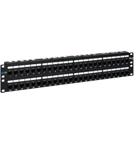 PATCH PANEL, CAT 6A, 48-PORT, 2 RMS ICC 48-Port CAT6A Patch Panel, 2 RMS, 110-Type IDC - Image 1