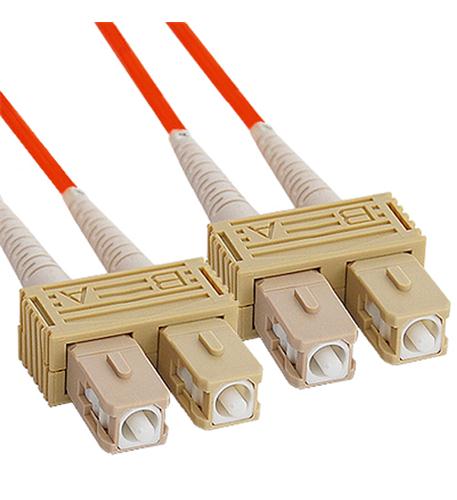 JUMPER, SC-SC, DUPLEX, MM, 62.5/125µm,2M ICC ICFOJ8C302 2 Meter Multimode Duplex SC to SC Fiber Cable - Image 1