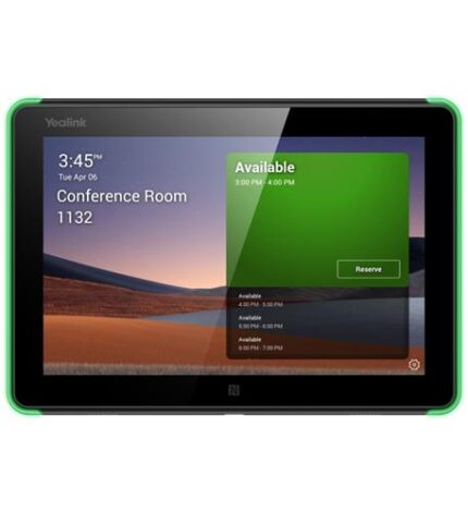 Yealink 8-Inch Android Room Scheduling Panel displaying meeting schedules