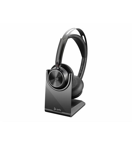 213727-02 VOYAGER FOCUS WITH STAND Plantronics 77Y87AA Active Noise Cancelling Wireless Headset - Image 1