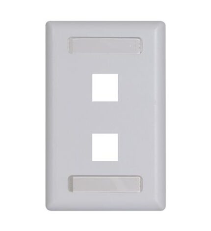 ICC IC107S2TWH Durable 1-Gang 2-Port Faceplate for Voice Data
